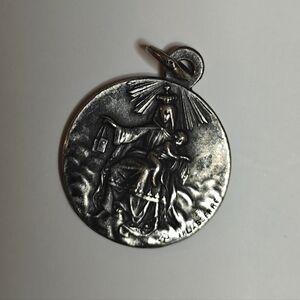 Vintage French FP Lasserre Silver Religious Medal Pendant